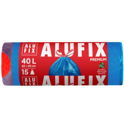Saci menajeri / gunoi Alufix, cu banda, albastru, 40L, 15 buc