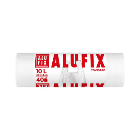 Saci menajeri / gunoi Alufix, cu maner, alb, 10 L, 40 buc