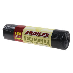 Saci menajeri / gunoi Andilex, super rezistenti, negru, 160 L, 10 buc