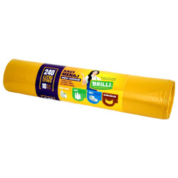 Saci menajeri / gunoi Brilli, pentru colectare selectiva, super rezistenti, galben, 240L, 10 buc