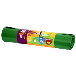 Saci menajeri / gunoi Brilli, pentru colectare selectiva, super rezistenti, verde, 240L, 10 buc