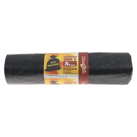 Saci menajeri / gunoi Bronx - Exim, negru, 115 x 135 cm, 280L, 5 buc