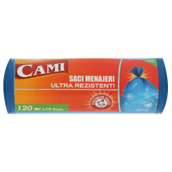 Saci menajeri / gunoi Cami, ultra rezistenti, albastru, 120L, 10 buc