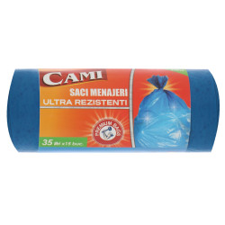 Saci menajeri / gunoi Cami, ultra rezistenti, albastru, 35L, 15 buc