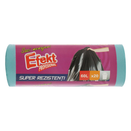 Saci menajeri / gunoi Efekt, super rezistenti, albastru, 60L, 20 buc