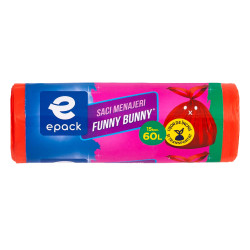 Saci menajeri / gunoi Epack Funny Bunny, cu manere, rosu, 60 L, 15 bucati