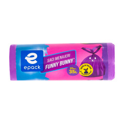 Saci menajeri / gunoi Epack Funny Bunny, cu manere, violet deschis, 35 L, 20 bucati