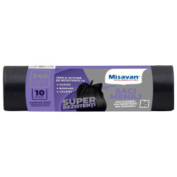 Saci menajeri / gunoi, super rezistenti, negru, 240L, 10 buc