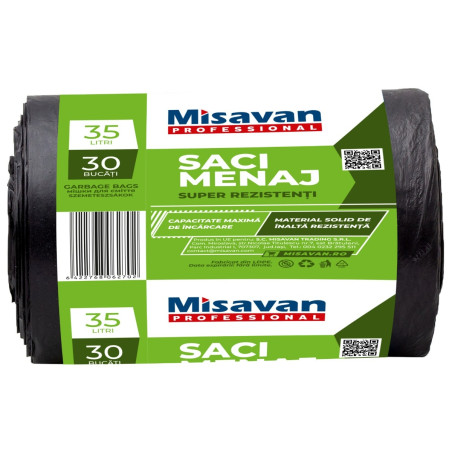 Saci menajeri / gunoi, super rezistenti, negru, 35L, 30 buc