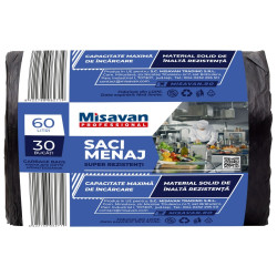 Saci menajeri / gunoi, super rezistenti, negru, 60 L, 30 buc
