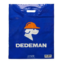 Sacosa personalizata Dedeman, tip banana, PJD, albastru, 50 x 42 cm