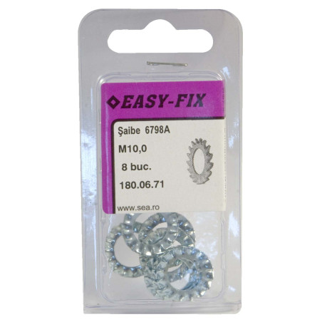 Saiba crestat, Easy-Fix, DIN 6798A, otel, zincat alb, M10, set 8 bucati