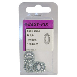 Saiba crestat, Easy-Fix, DIN 6798A, otel, zincat alb, M8, set 10 bucati