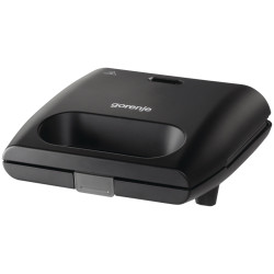 Sandwich maker, Gorenje SM701GCB, 700 W, negru, placi tip grill antiaderente, inchidere de siguranta, manere reci, depozitare pe