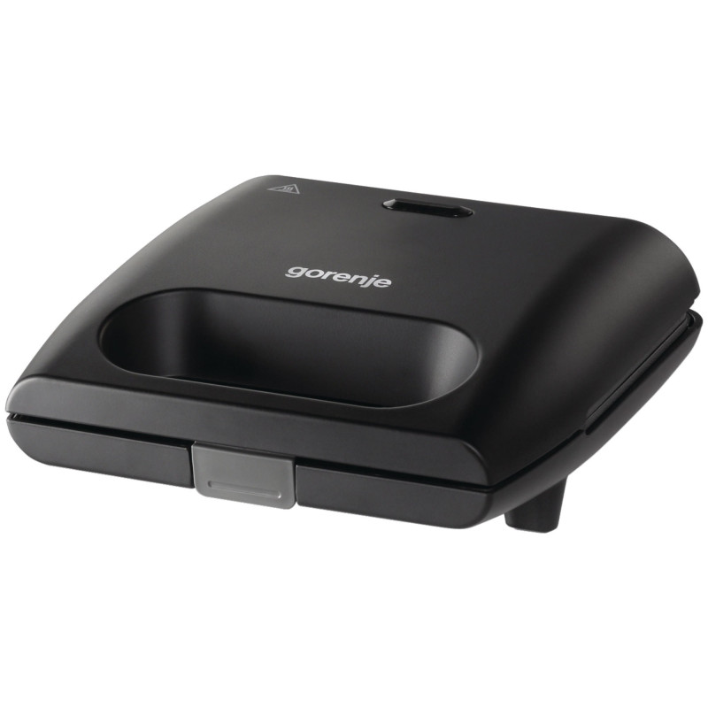 Sandwich maker, Gorenje SM701GCB, 700 W, negru, placi tip grill antiaderente, inchidere de siguranta, manere reci, depozitare pe
