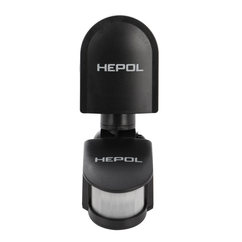 Senzor de miscare Hepol, exterior (IP44), negru, 180 grade