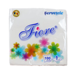 Servetele de masa Fiore, alb, 1 strat, 33 x 33 cm, 100 buc / pachet