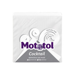 Servetele de masa Mototol Cocktail, alb, 2 straturi, 24 x 24 cm, 50 buc / pachet