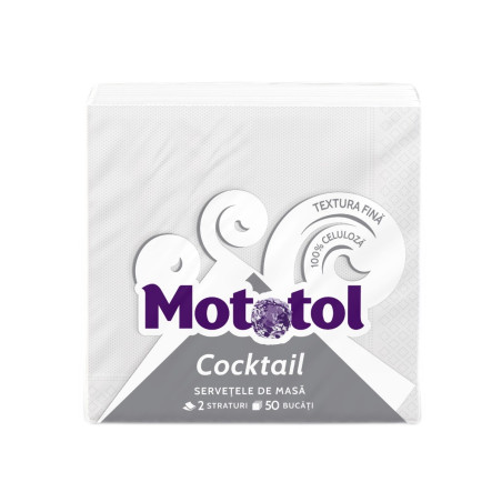 Servetele de masa Mototol Cocktail, alb, 2 straturi, 24 x 24 cm, 50 buc / pachet