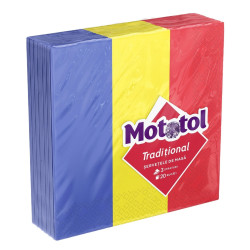 Servetele de masa Mototol Tricolor, galben + rosu + albastru, 3 straturi, 33 x 33 cm, set 20 bucati