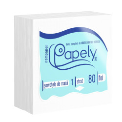 Servetele de masa Papely, alb, 1 strat, 30 x 30 cm, 80 buc / pachet