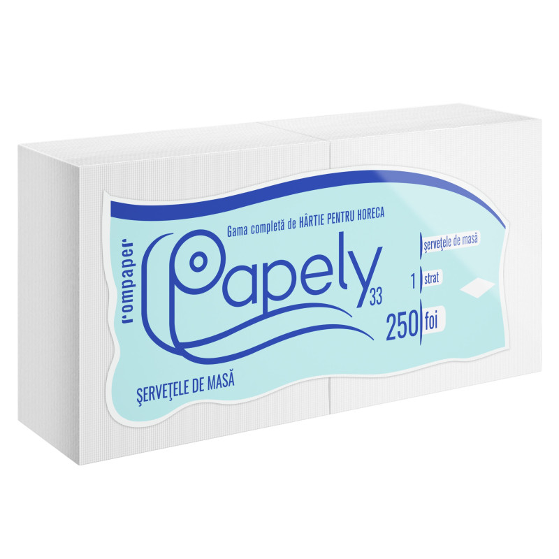 Servetele de masa Papely, alb, 1 strat, 33 x 33 cm, 250 buc / pachet Servetele de masa Papely, alb, 1 strat, 33 x 33 cm, 250 buc / pachet