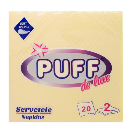 Servetele de masa Puff De Luxe, crem, 2 straturi, 38 x 38 cm, 20 buc / pachet