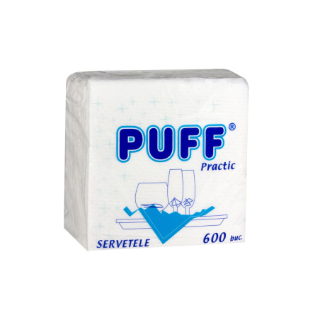 Servetele de masa Puff Practic, alb, 1 strat, 600 buc / pachet