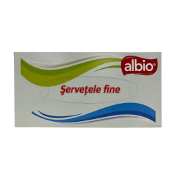 Servetele faciale Albio, alb, 2 straturi, 21 x 19 cm, 200 buc / cutie
