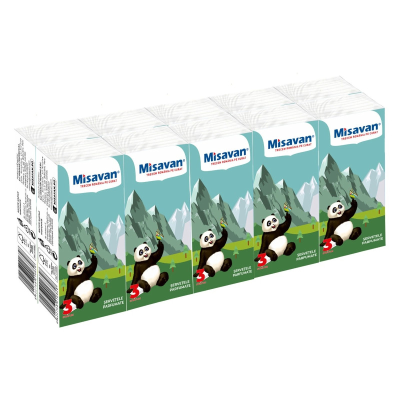 Servetele nazale parfumate Misavan, alb, 3 straturi, 10 pachete / set Servetele nazale parfumate Misavan, alb, 3 straturi, 10 pachete / set