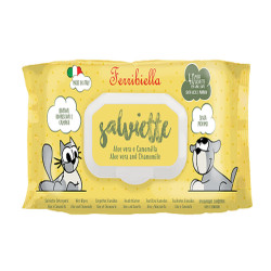 Servetele umede, antibacteriene, pentru caini / pisici, Ferribiella, cu aloe vera si musetel, 40 buc