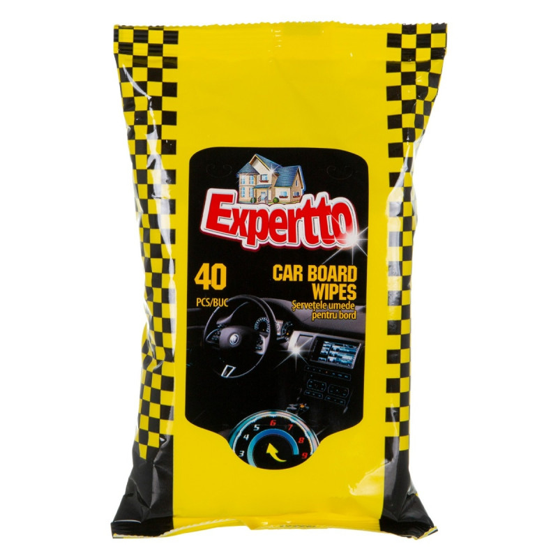 Servetele umede auto, Expertto, pentru suprafete din plastic si bord, 40 bucati Servetele umede auto, Expertto, pentru suprafete din plastic si bord, 40 bucati