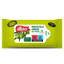 Servetele umede pentru maini Albio, masline verzi, alb, 15 buc / pachet
