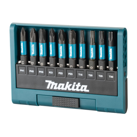 Set 10 biti de impact pentru insurubare, Makita E-12011, profil Phillips / Pozidriv / Torx, 50 mm