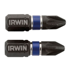 Set 2 biti de impact pentru insurubare, Irwin 1923355, profil Pozidriv, PZ 2, 25 mm