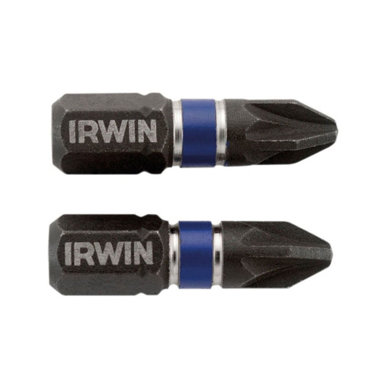 Set 2 biti de impact pentru insurubare, Irwin 1923355, profil Pozidriv, PZ 2, 25 mm Set 2 biti de impact pentru insurubare, Irwin 1923355, profil Pozidriv, PZ 2, 25 mm