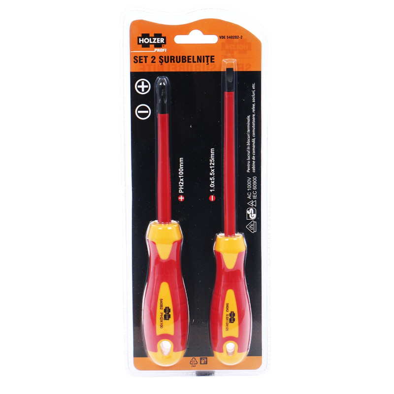 Set 2 surubelnite pentru electricieni, Holzer Profi VDE540202-2