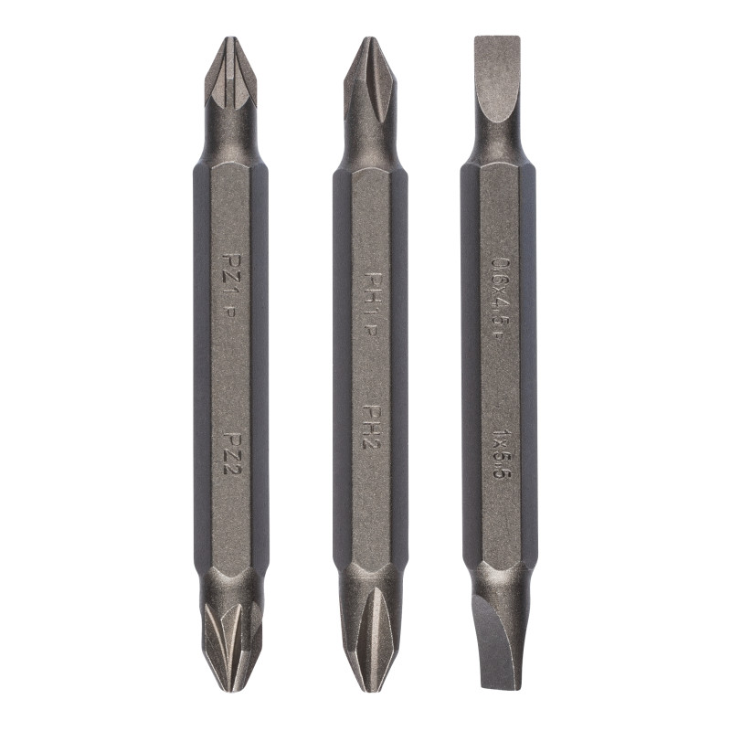 Set 3 biti dubli pentru insurubare, Bosch, profil Phillips / Pozidriv / drept, 60 mm Set 3 biti dubli pentru insurubare, Bosch, profil Phillips / Pozidriv / drept, 60 mm