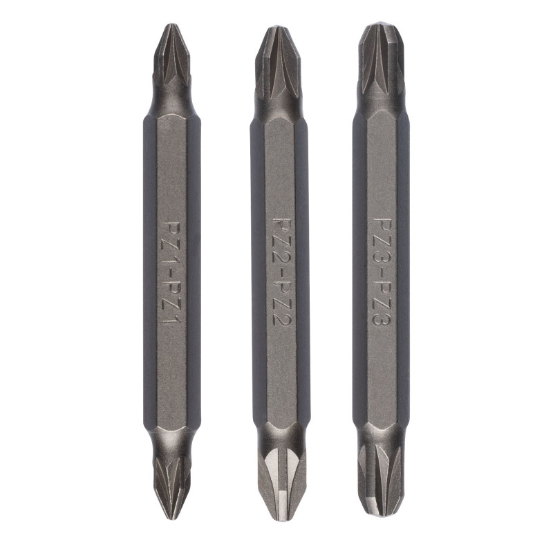 Set 3 biti dubli pentru insurubare, Bosch, profil Pozidriv, 60 mm
