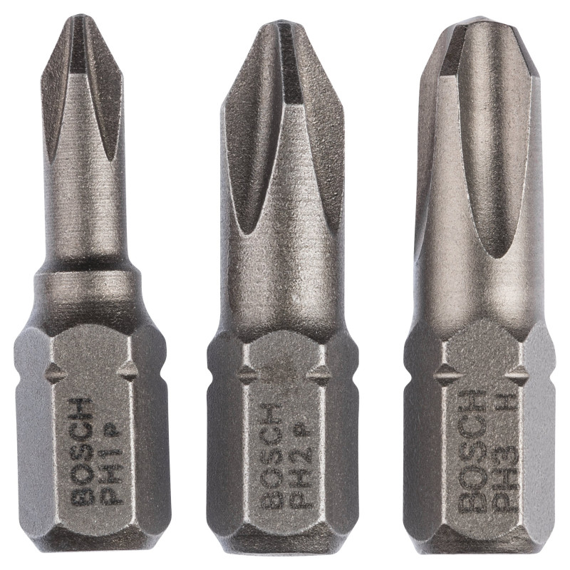 Set 3 biti pentru insurubare, Bosch, profil Phillips, 25 mm Set 3 biti pentru insurubare, Bosch, profil Phillips, 25 mm