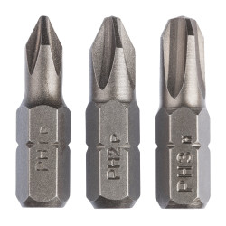 Set 3 biti pentru insurubare, Bosch, profil Phillips, PH 1 - 2 - 3, 25 mm