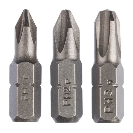 Set 3 biti pentru insurubare, Bosch, profil Phillips, PH 1 - 2 - 3, 25 mm