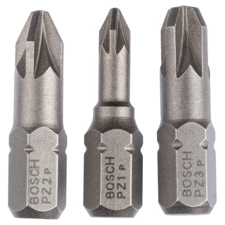 Set 3 biti pentru insurubare, Bosch, profil Pozidriv, 25 mm