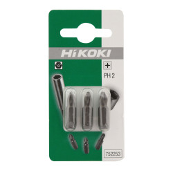Set 3 biti pentru insurubare, Hikoki 752253, profil Phillips, PH 2, 25 mm
