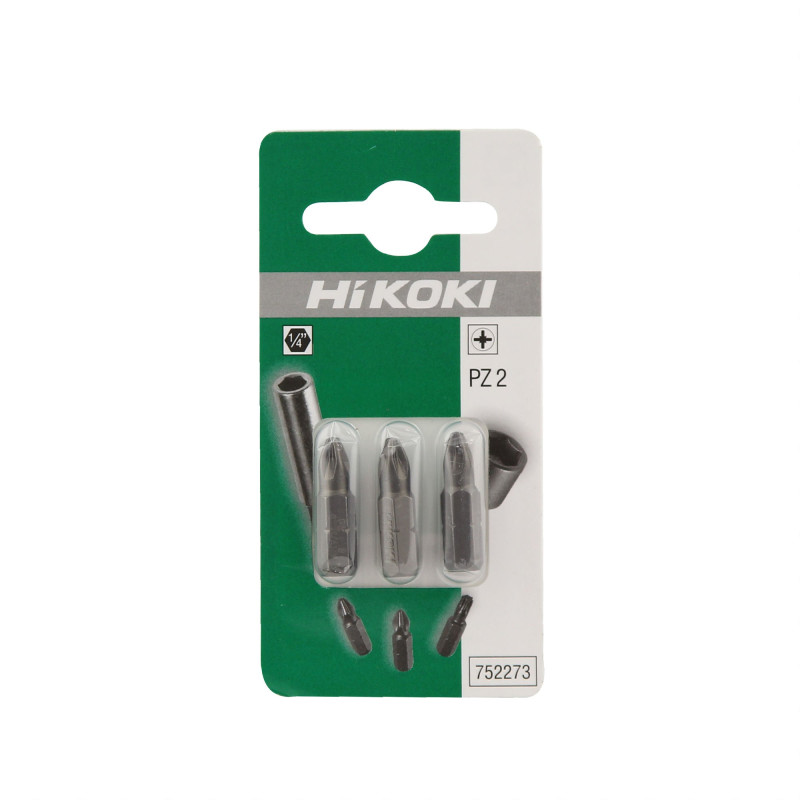 Set 3 biti pentru insurubare, Hikoki 752273, profil Pozidriv, PZ2, 25 mm Set 3 biti pentru insurubare, Hikoki 752273, profil Pozidriv, PZ2, 25 mm