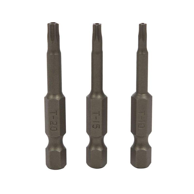 Set 3 biti pentru insurubare, Wolfcraft 1261000, profil Torx cu gaura, 50 mm