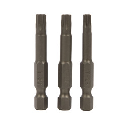 Set 3 biti pentru insurubare, Wolfcraft 1262000, profil Torx cu gaura, 50 mm