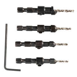 Set 4 burghie lemn, cu zencuitor, Makita D-73455