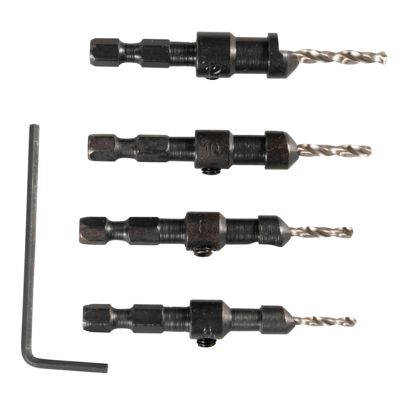 Set 4 burghie lemn, cu zencuitor, Makita D-73455