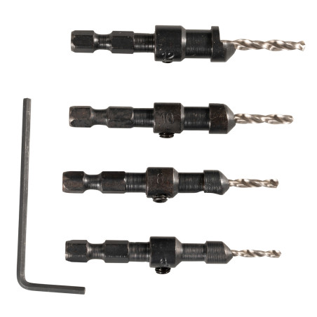 Set 4 burghie lemn, cu zencuitor, Makita D-73455
